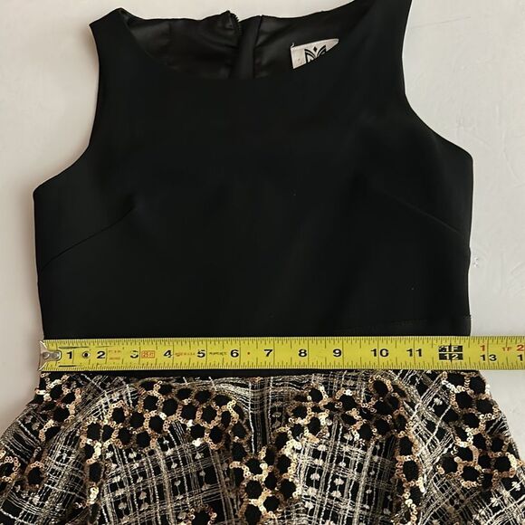 Milly Minis Luxury Dress Black and Gold Sequin Special Occasion Fit & Flare 12 - Picture 13 of 13